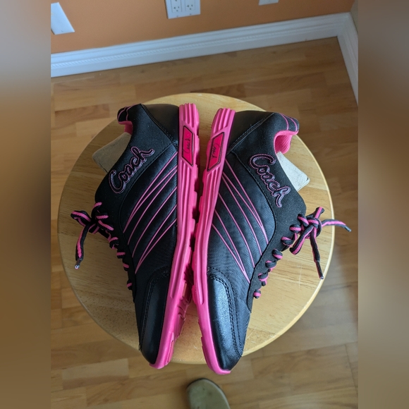 COACH Sneakers Women's Size 8 Black & Pink Q1286 DARLA - Picture 3 of 8